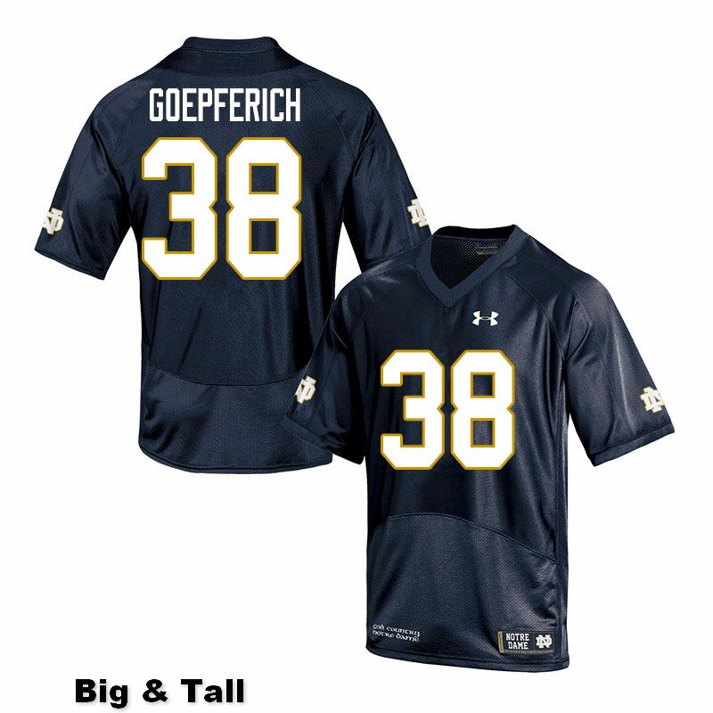 Men's NCAA Notre Dame Fighting Irish #38 Dawson Goepferich Stitched College Under Armour Authentic Navy Big & Tall Football Jersey FW10R50GO